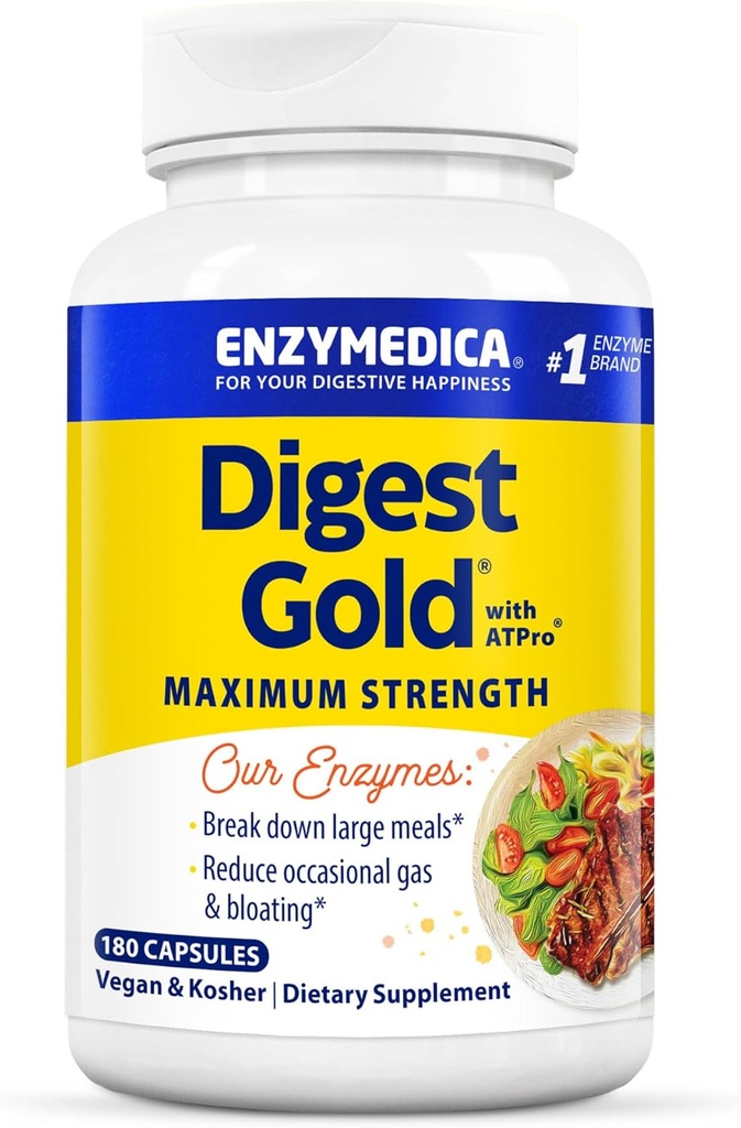 Enzymedica 소화 금 + ATPro, 최대 소화 지원, 180 캡슐