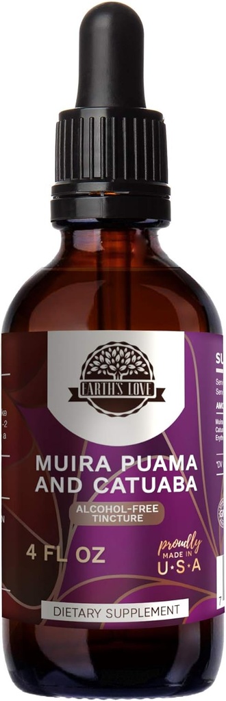 지구의 사랑 - Muira Puama 및 Catuaba 알코올 - 무료 초본 추출물 Tincture, Super-Concentrated (Ptychopetalum Olacoides 및 Trichilia catigua, Erythroxylum vacciniifolium) 건조 허브 (4 Fl Oz)