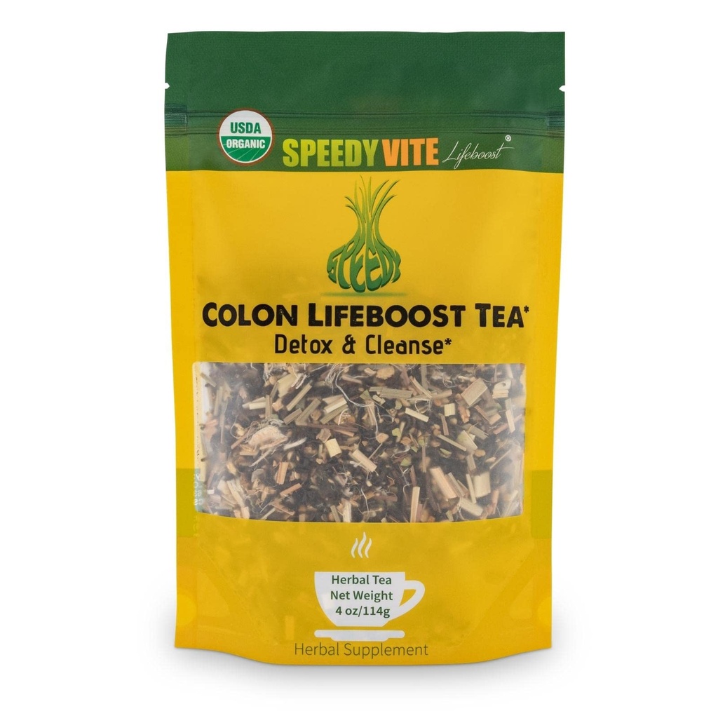 SpeedyVite Colon LifeBoost Tea Detox와 Cleanse - Ginger, Lemongrass를 가진 유기 Pu'er 차 - 증가한 대령 건강 및 기능을 위해