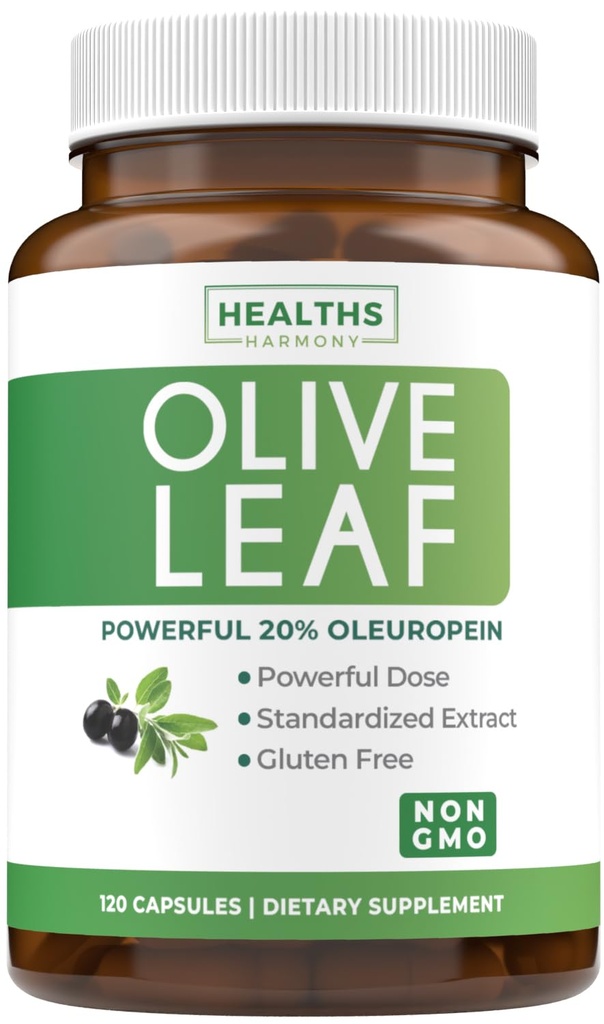 Super Strength Olive Leaf Extract Capsules - Vegan Non-GMO 750mg Olive Extract with 20% Immunity Skin 및 Heart Health Support를위한 Olineurope 산화 보충 - 미국 (4 개월 공급)