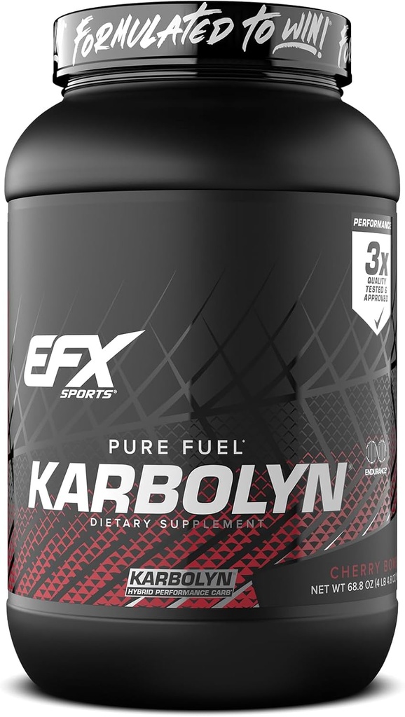 EFX Sports Karbolyn Fuel | 빠른 흡수 탄수화물 분말 | 캐비넷 로드, 지속 에너지, 빠른 회복 | 자극제 무료 | 37 인분 (Cherry Bomb)