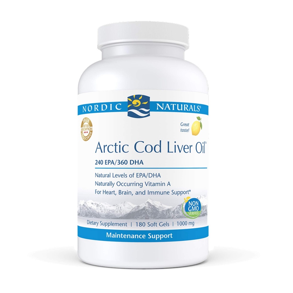 Nordic Naturals Pro - Arctic Cod Liver Oil CLO, 하트 및 두뇌 건강 지원 - Lemon-Flavored 180 소프트 젤