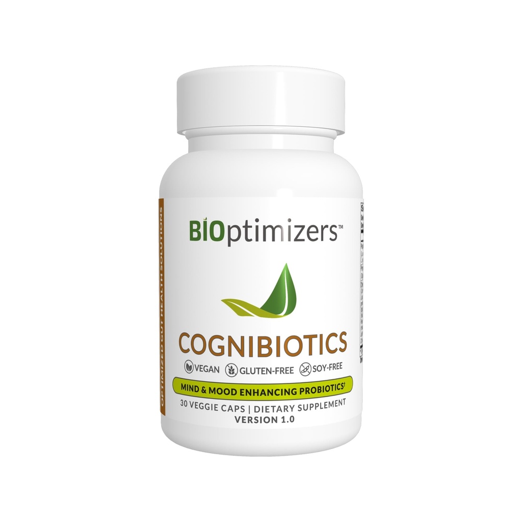 BIOptimizers Cognibiotics Probiotic Brain Supplement - Mood, Better Focus, Memory, Mental Clarity 지원 - 30 캡슐
