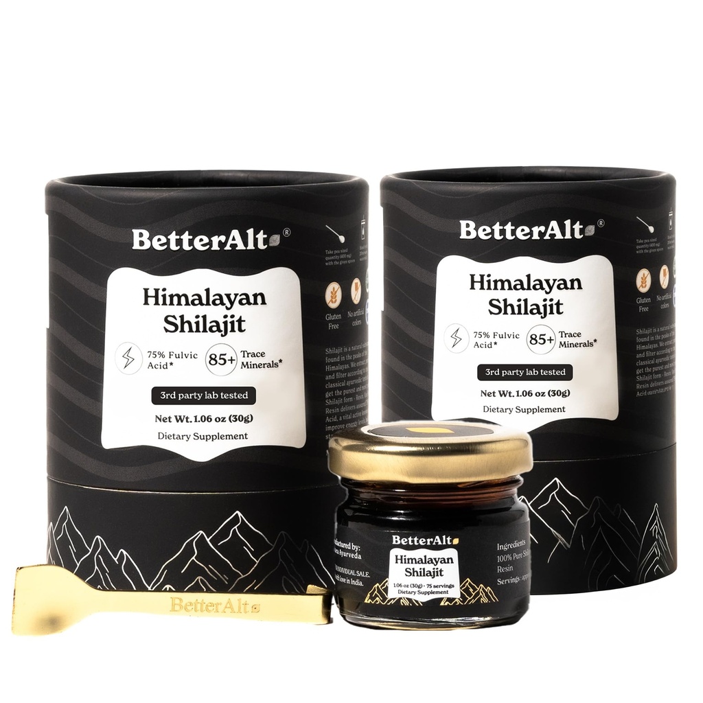 더 나은 Alt 순수한 Himalayan Shilajit 수지 팩의 2 높은 힘 금 급료 150 에너지 부스트 & 면역 지원, 85+ 추적 무기물, 75%+ Fulvic 산, 실험실 시험 보고서와 더불어, 400 mg