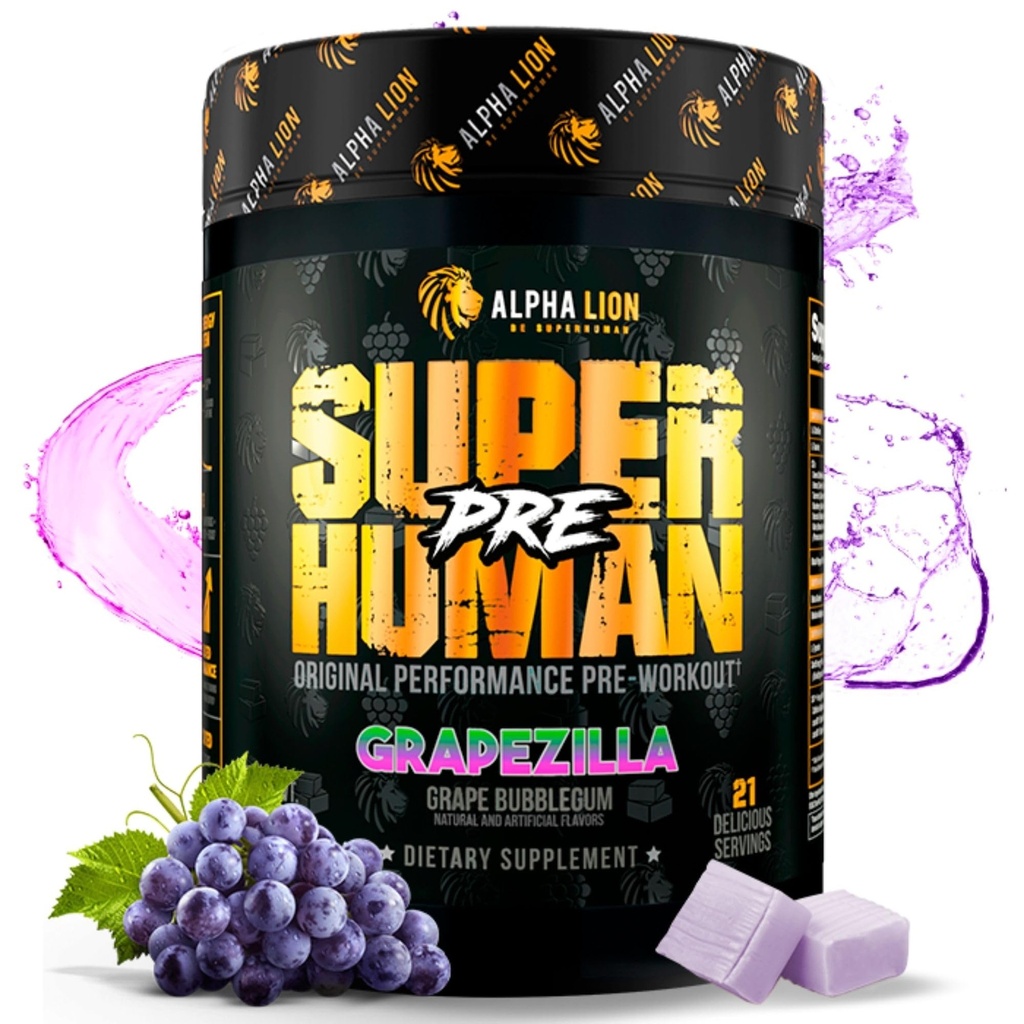 ALPHA LION Superhuman Pre Workout Powder, Beta Alanine, L-Taurine & Tri-Source Caffeine for Sustained Energy & Focus, Nitric Oxide & Citrulline for Pump (21 서빙, 자질라)