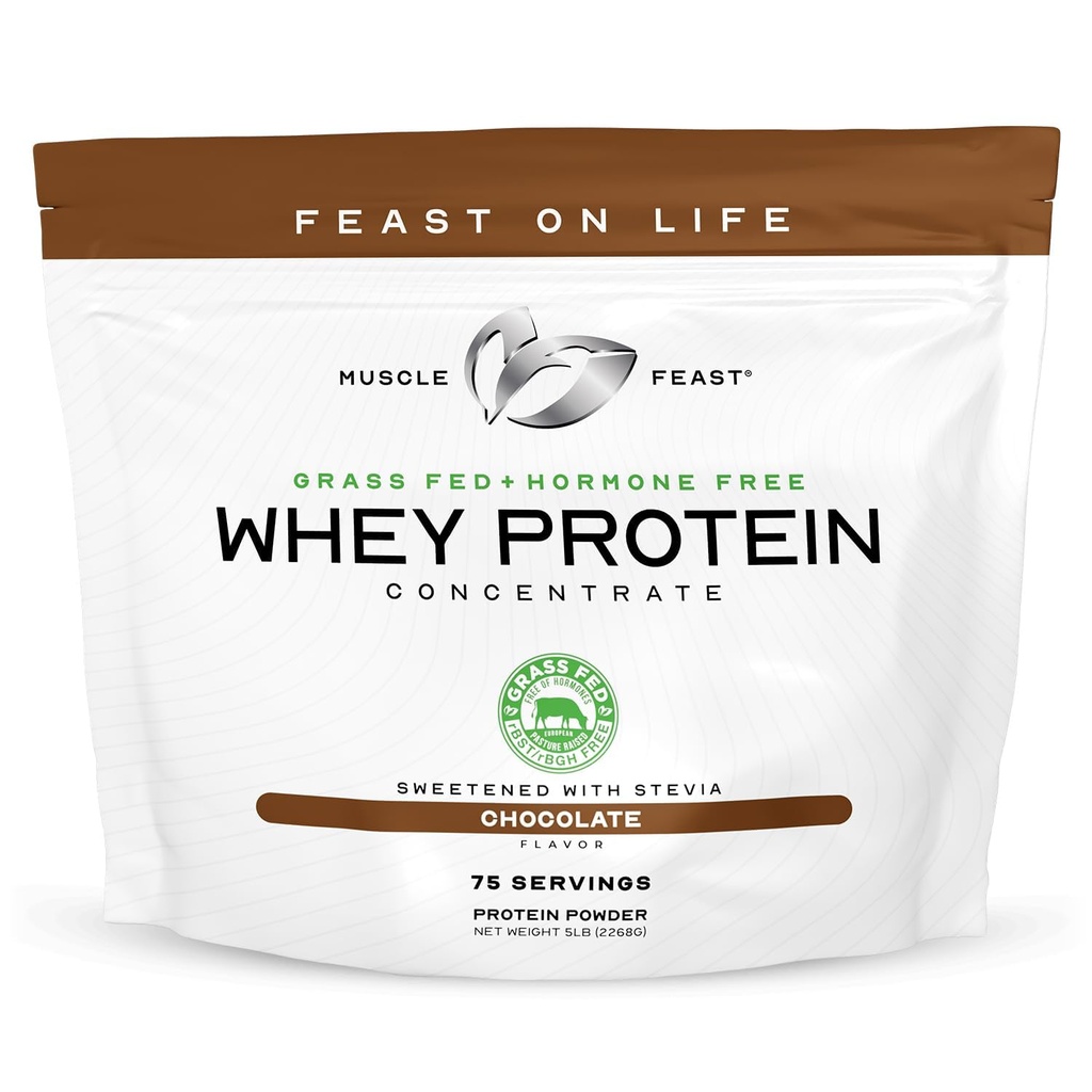 근육 Feast Grass-Fed Whey Protein Concentrate Powder, 모든 자연, 호르몬 무료 Pasture는 여성 및 남성, 클렌징, 비 GMO 및 글루텐 무료 Whey Concentrate - 초콜릿, 5lb에 대한 Whey Protein Powder를 제기했습니다.