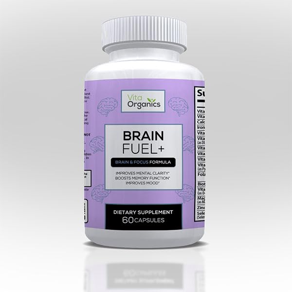 Brain Fuel+ DMAE Blend Memory Supplement for Focus, Mood, Mental Energy for Busy Men & Women - 60 캡슐, 미국에서 만든