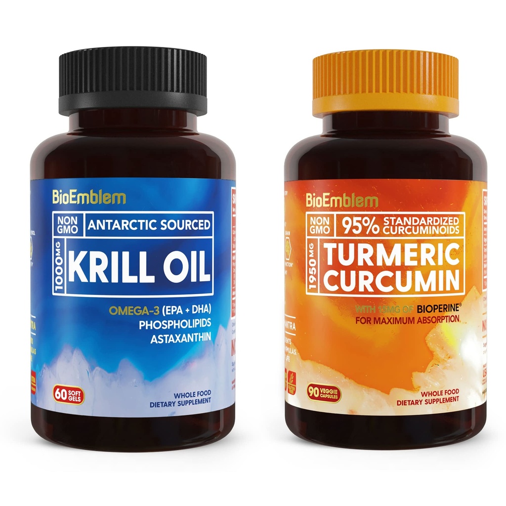 BioEmblem Antarctic Krill 기름 보충교재 심황 Curcumin 보충교재 BioPerine를 가진