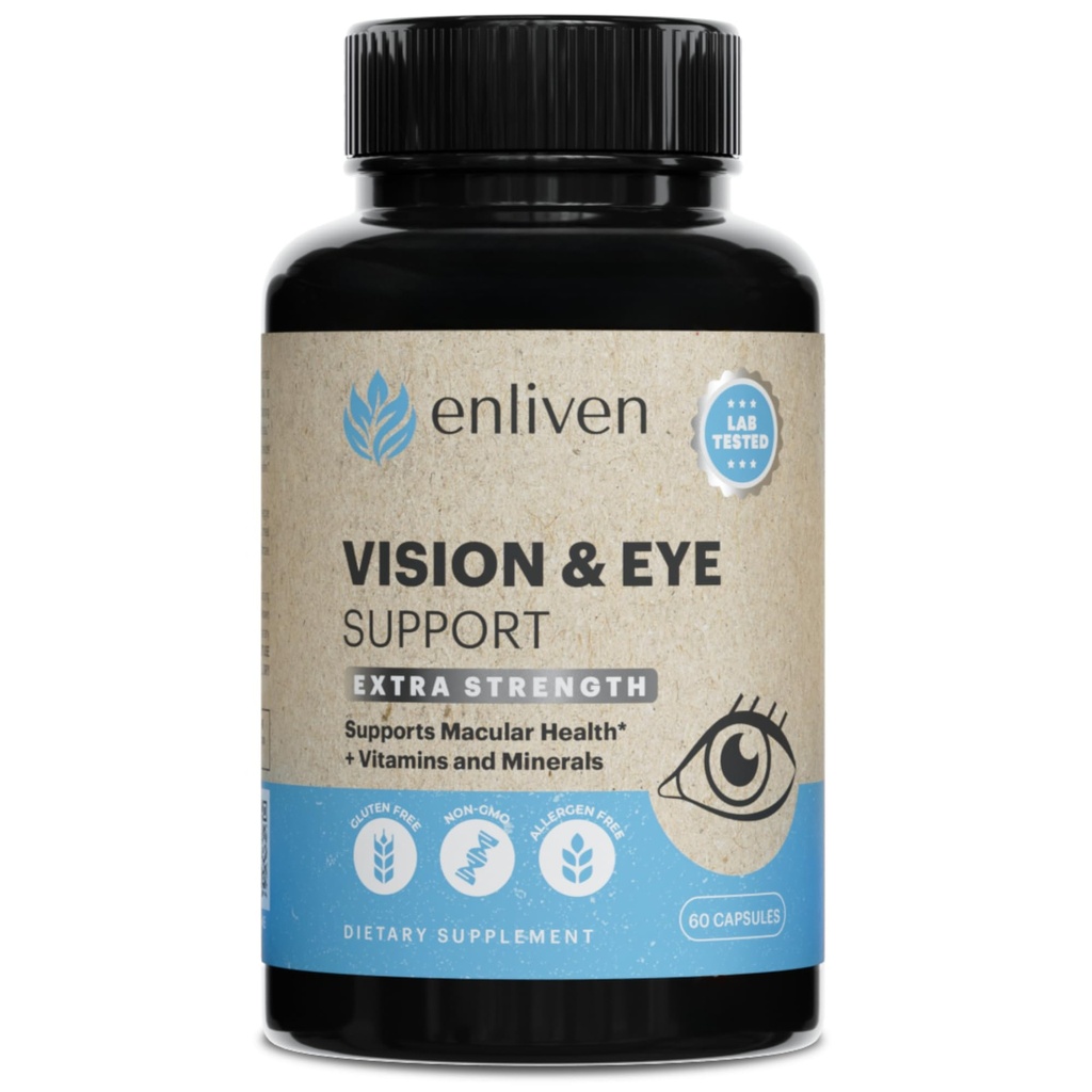 Lutein 및 Zeaxanthin Eye Health Supplement | Antioxidants, 아연, 비타민 C 및 E의 비전 지원 | 눈 스트레인을 줄이기 위해 Macular Health & Clarity | 60 캡슐 | 미국에서 제작