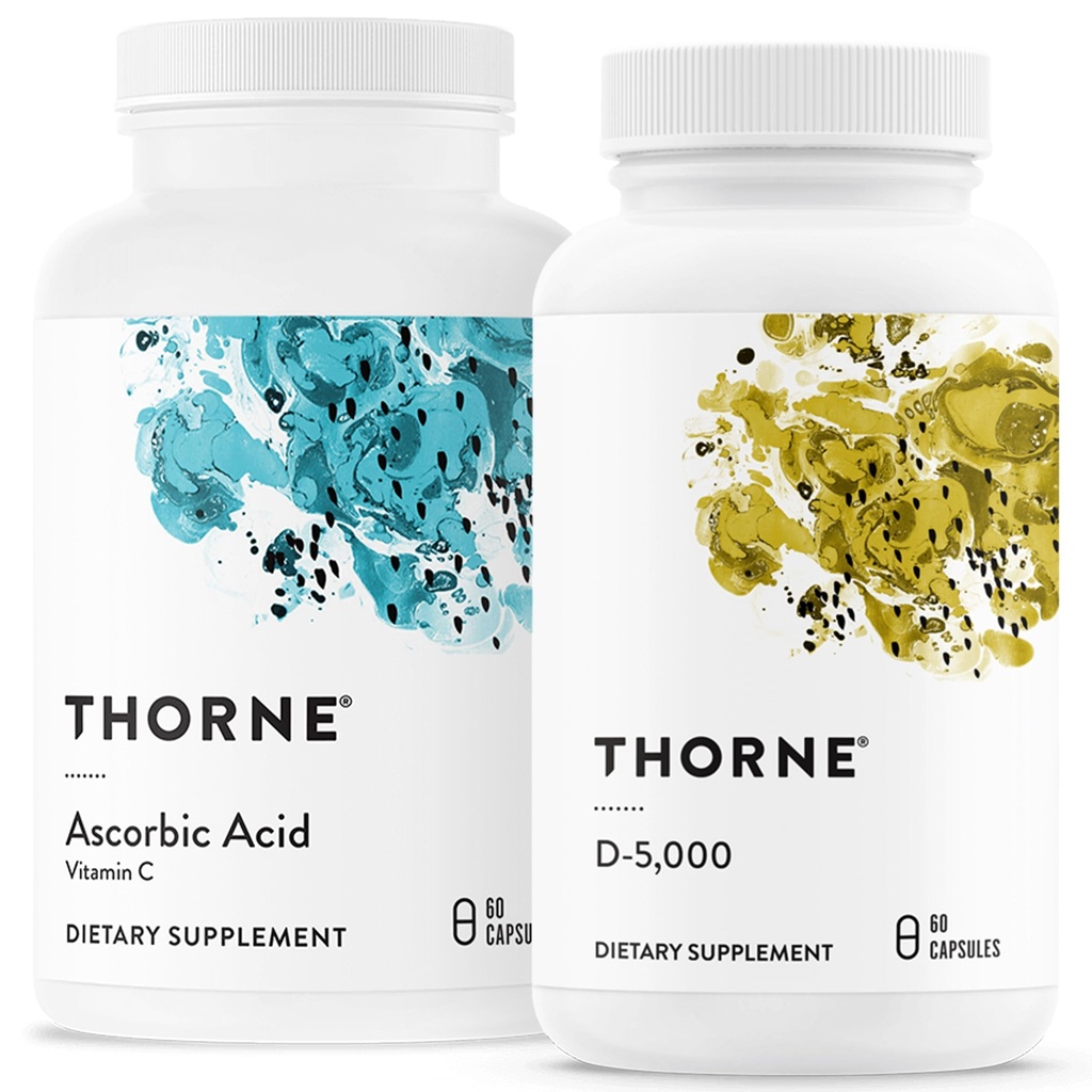 THORNE - 면역 및 웰빙 지원 번들 - 아수르브산 & 비타민 D-5000 - 산화 및 면역 기능 - 60 인분