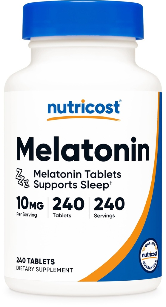 Nutricost Melatonin 10mg, 240 정제 - 봉사 당 10mg, 비 GMO, 글루텐 무료