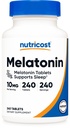 Nutricost Melatonin 10mg, 240 정제 - 봉사 당 10mg, 비 GMO, 글루텐 무료