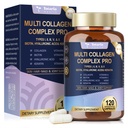 Hyaluronic 산, Keratin, Biotin, 피부, 머리, 못, 합동 & 아름다움을 위한 VIT A C & E를 가진 18에서 1 교원질 직업 - 여성 & 남자를 위한 유형 I II III V & X를 가진 다 교원질 펩티드 캡슐 - 120의 모자
