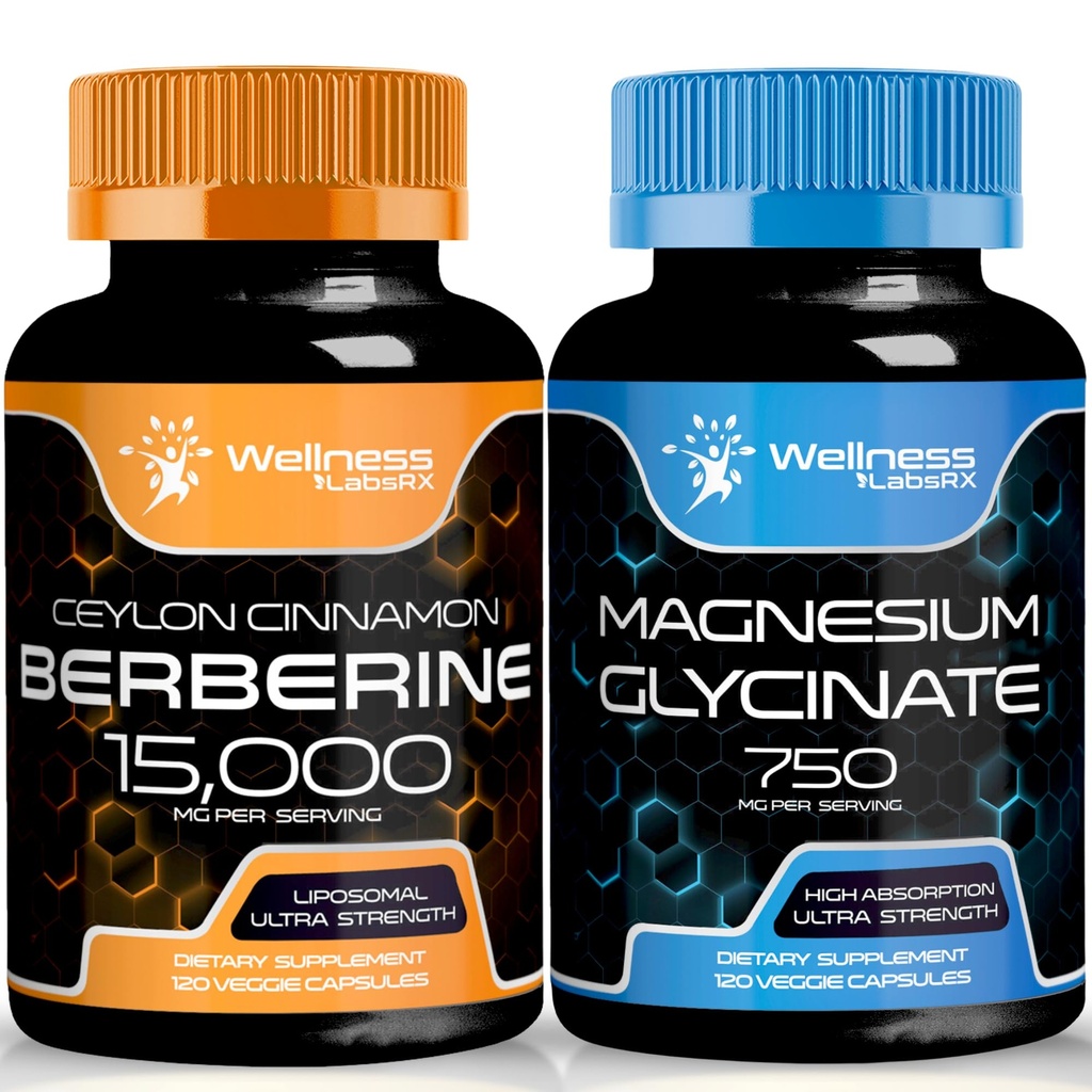 Berberine 보충교재 1500mg - Ceylon Cinnamon를 가진 Liposomal Berberine │ 마그네슘 글리세라이드 캡슐 - 750mg - 마그네슘 보충교재 높은 흡수 보충교재