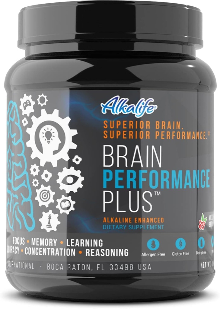 Alkalife Brain Performance Plus – Cognitive Potential, Boost Memory, Focus 및 Mental Clarity를 극대화하기 위해 Nootropic를 강화하고 전반적인 두뇌 건강을 지원합니다. 10oz