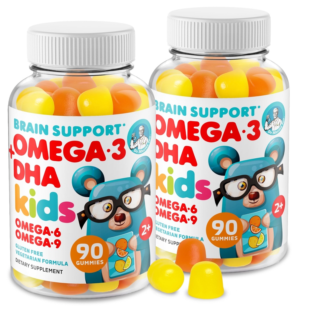 DR. MORITZ 오메가 3 어린이 Gummies (180 카운트), 물고기 오일이없는 아이를위한 Vegan Omega3 Gummies, 뇌 및 심장 건강을위한 비타민, 글루텐 프리 오메가 3 6 9