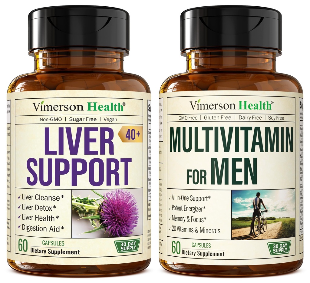 Liver Cleanse Detox & Repair Milk Thistle Supplement & Multivitamin for Men - 비타민 A, C, D, E, B12, 아연 및 더 많은 비타민을 가진 완전한 Mens Multivitamins & Multimineral