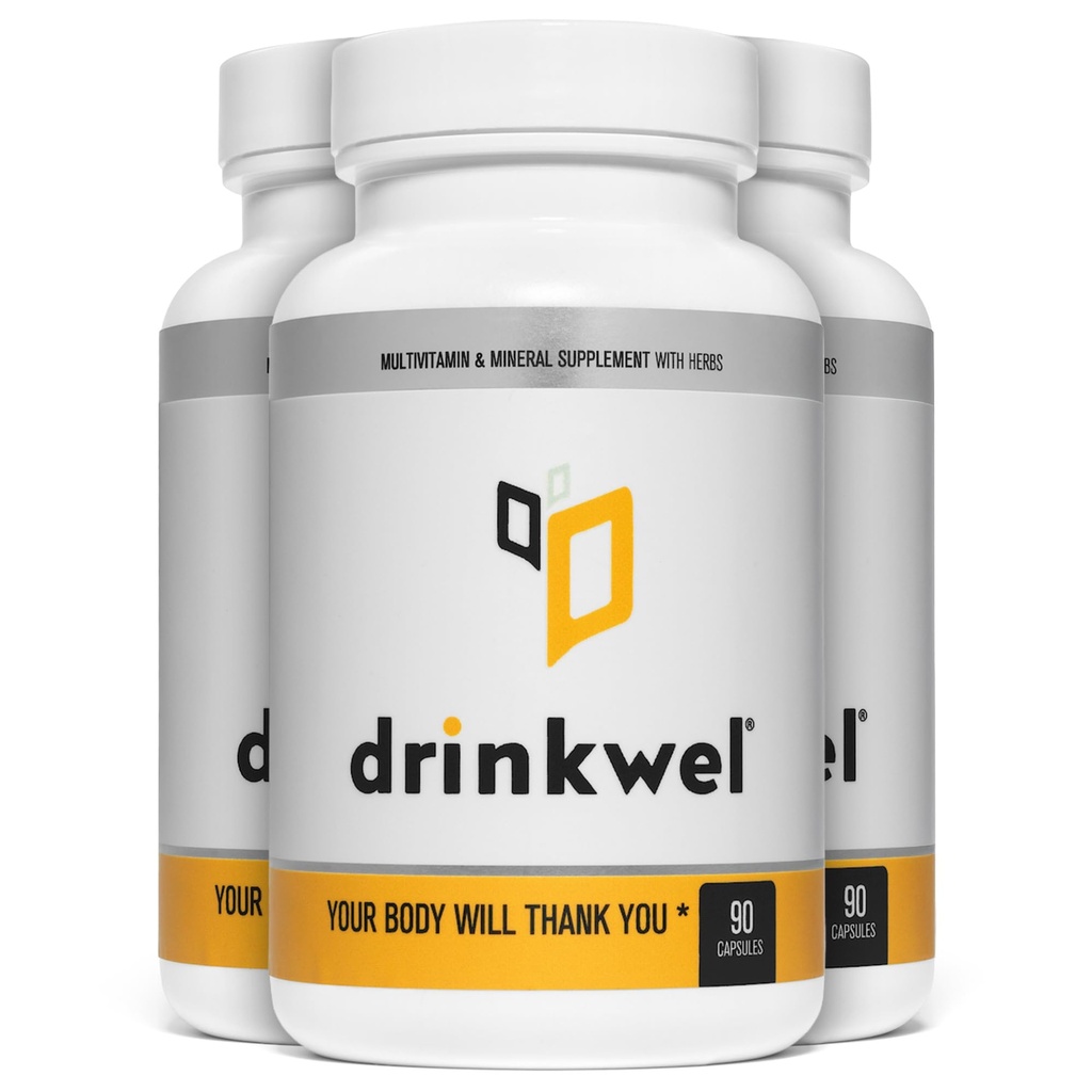 Drinkwel 프리미엄 멀티비타민 보충 - 3 x 90 캡슐 팩 - 아침 복구, Liver 지원 및 면역 지원 - 우유 이틀, 비타민 C, 아연, 마그네슘