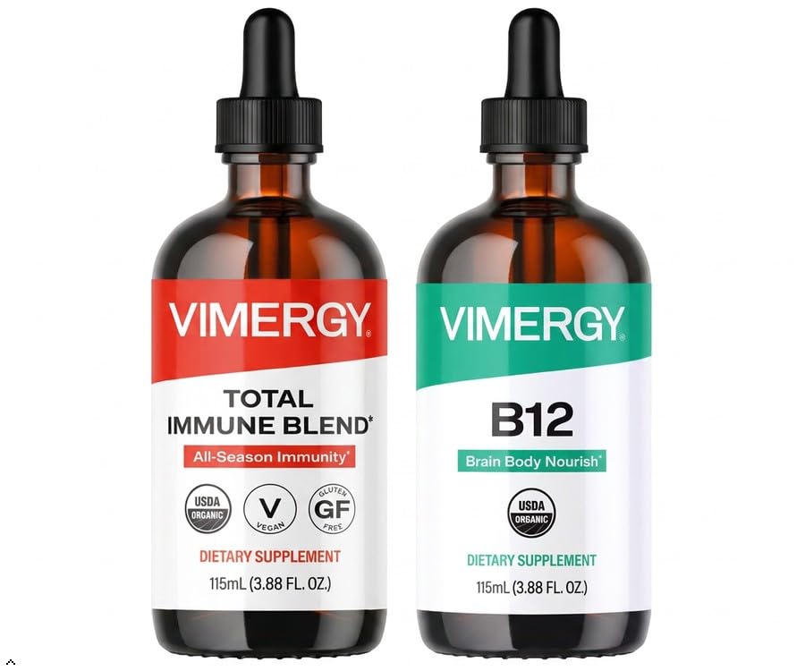 Vimergy 모든 일 탄력 키트 - 유기 액체 총 면역 혼합 / 액체 B12 - 흰색 혈액 세포를 자극, 건강한 빨간 혈액 세포를 지원 - USDA 유기, 비건, Paleo, 글루텐 - 무료, Kosher