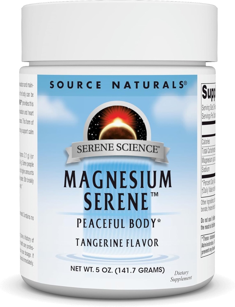 Source Naturals Serene Science Magnesium Serene, 평화로운 몸*, Tangerine 맛 - 5 개의 Ounce 분말