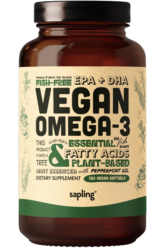 Vegan 오메가 3 보충 - 식물 기반 DHA 및 EPA 지방산 - Carrageenan 무료, 물고기 기름에 대안, 심장, 뇌, 관절 건강 지원 - 지속 가능한 소스 조류, 물고기 기름 무료 - 180 Softgels