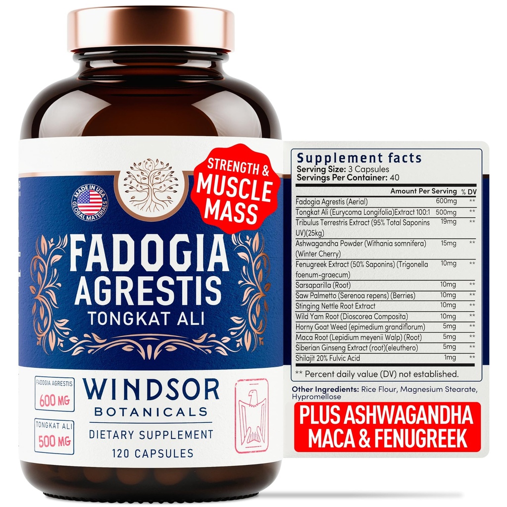 Fadogia Agrestis 및 Tongkat Ali 보충 - Fadogia Agrestis 600mg, 500mg Longjack Tongkat Ali for Men, Maca Root, Fenugreek, Ashwagandha, Saw Palmetto to Support Energy, Stamina, Vitality - 120Caps