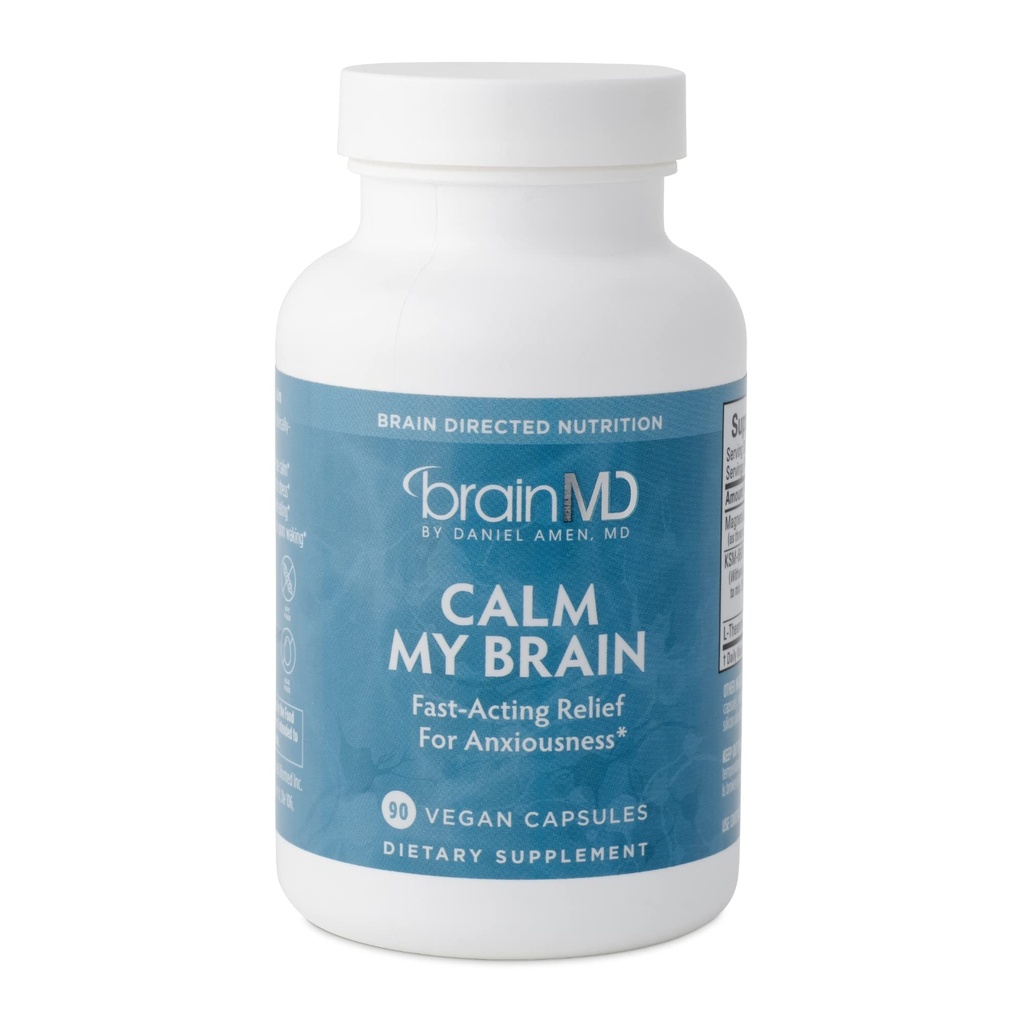 Amen BrainMD Calm 내 두뇌 - 90 Vegan 캡슐 - 마그네슘, Ashwagandha 및 L-Theanine과 빠른 인용 공식 - 30 서빙