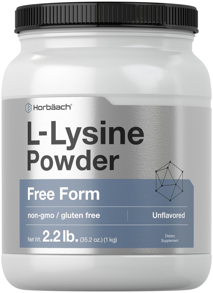 Horbäach L-Lysine Powder | 2.2 lbs | 무료 양식 보충 | 채식주의자, 비 GMO, 글루텐 프리 포뮬러