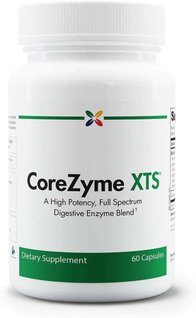 지금 노화 중지 - CoreZyme XTS - 전체 스펙트럼 소화 효소 혼합 - 면역 지원, 건강한 소화, Nausea, Bloating & 가스 구호 - Lactase, Protease, Amylase, Ox Bile Extract - 60 Cap