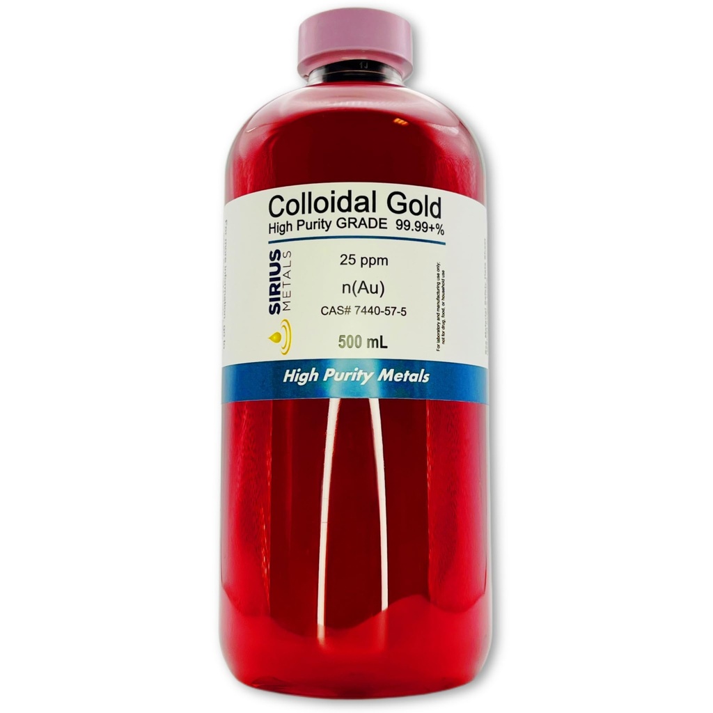 진정한 콜로이드 골드 - 25 ppm - 99.99 + % 순도 - 500 mL (16.9 Fl Oz) 클리어 BPA 무료 플라스틱 병 - 미국에서 만든
