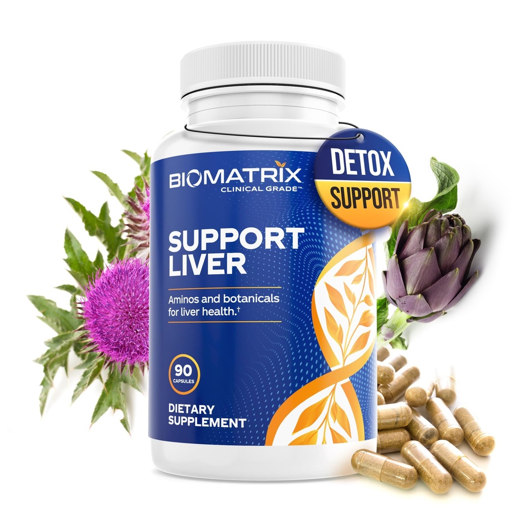 BioMatrix Liver Cleanse Detox & Repair, Artichoke Extract Liver Health Formula, 우유 이틀, 타우린, 메티오닌과 함께 라이브 보충 | 남성과 여성을위한 1 개월 공급