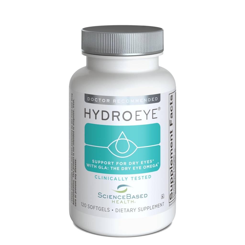 ScienceBased Health HydroEye 건조한 눈 보충교재 – GLA, EPA 및 DHA를 가진 임상 시험된 공식 – 눈 안락 & 눈물 영화 지원 – 120 Softgels