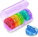 Sukuos Weekly Pill 주최자 7 Day 2 Times Day, 대형 일일 알약 상자 오픈, AM PM Pill Case for Medicine/Vitamin/Fish Oil/Supplements (Purple)