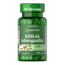 Puritan의 Pride KSM-66 Ashwagandha® 450mg, 스트레스 완화, 무드 강화 및 메모리 지원, 1 개월 공급, 60 캡슐에 대한 높은 집중식 다이어트 보충