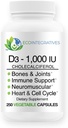 비타민 D3-1000 IU 25 mcg (Cholecalciferol) 근육을 위한 Hypoallergenic 지원, 뼈 & 치아, Breast, 전립선, 심장 혈관, 콜론 & 면역 건강 (250의 Veggie 캡슐)
