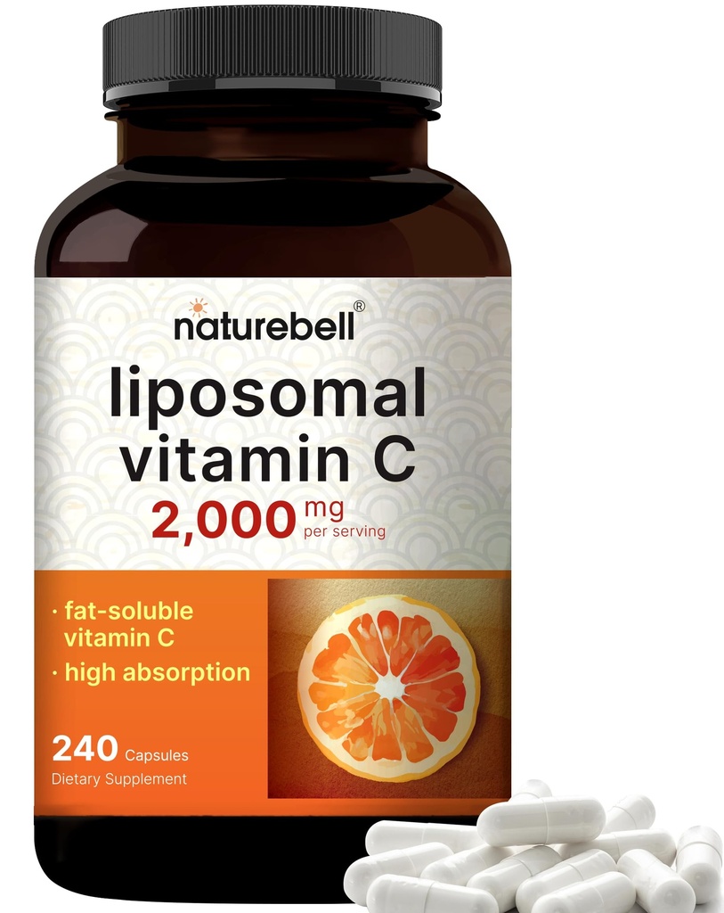 NatureBell Liposomal 비타민 C 2,000mg, 240 캡슐 | 높은 흡수 지방 수용성 비타민 – 최대 힘 산화 방지제 * 보충 – 비 GMO, 글루텐 무료