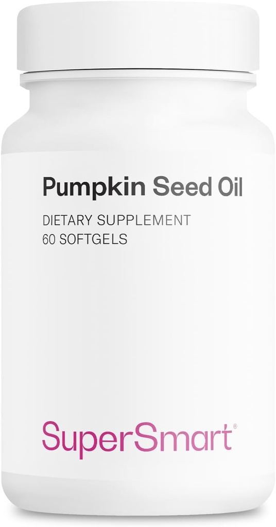 Supersmart - 호박 씨앗 오일 보충 하루 1000mg (+ 비타민 E) - 머리 성장을위한 호박 씨앗 오일 | Non-GMO 및 글루텐 무료 - 60 Softgels