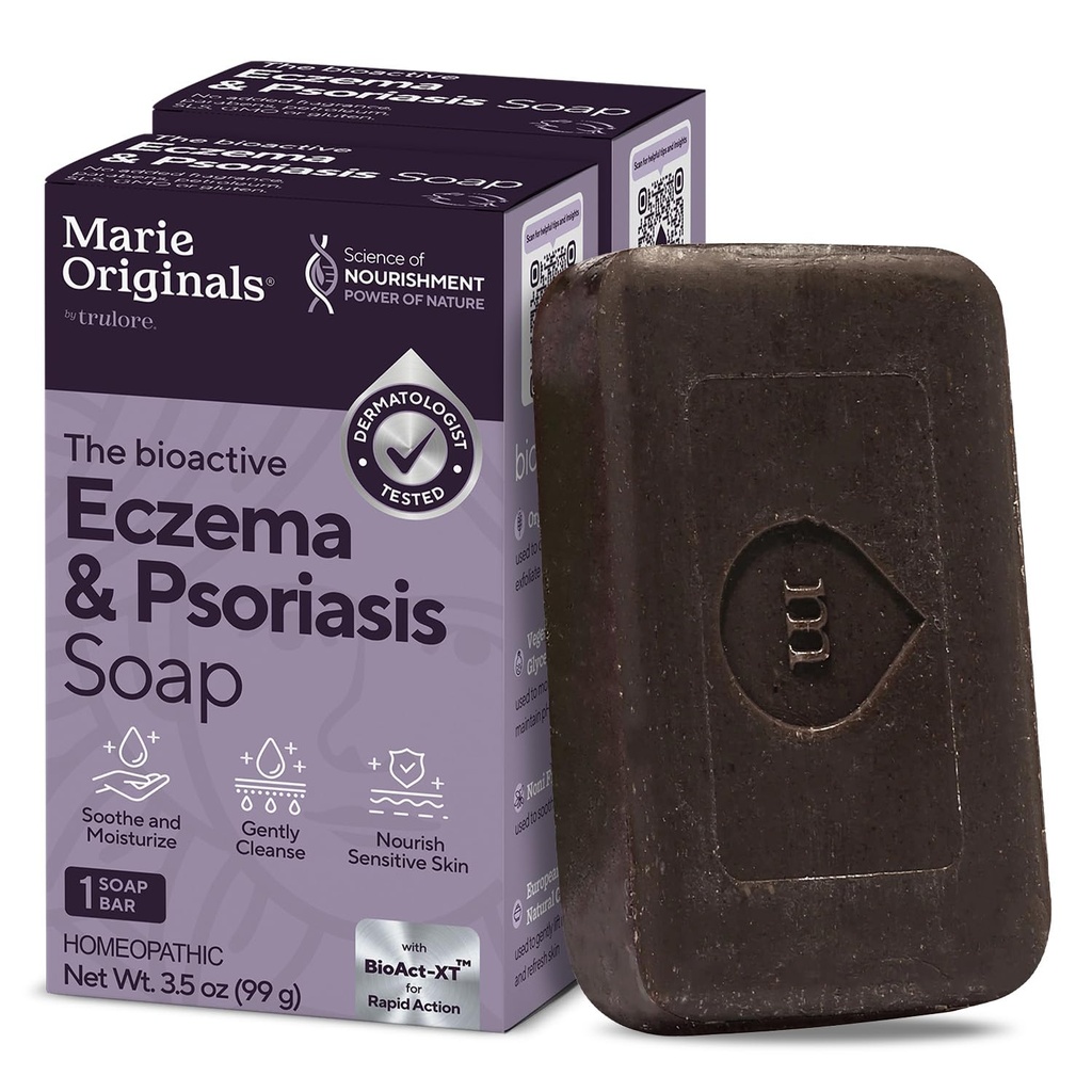 마리 Originals Eczema 얼굴 비누 바디 워시 바 - 모든 자연 Psoriasis, 건조한 Itchy Flaky 피부 완화를위한 피부염 치료 - Gentle Detoxifying, 치유, 안티 - 아이치, 클렌징 스킨 케어 (팩 2)