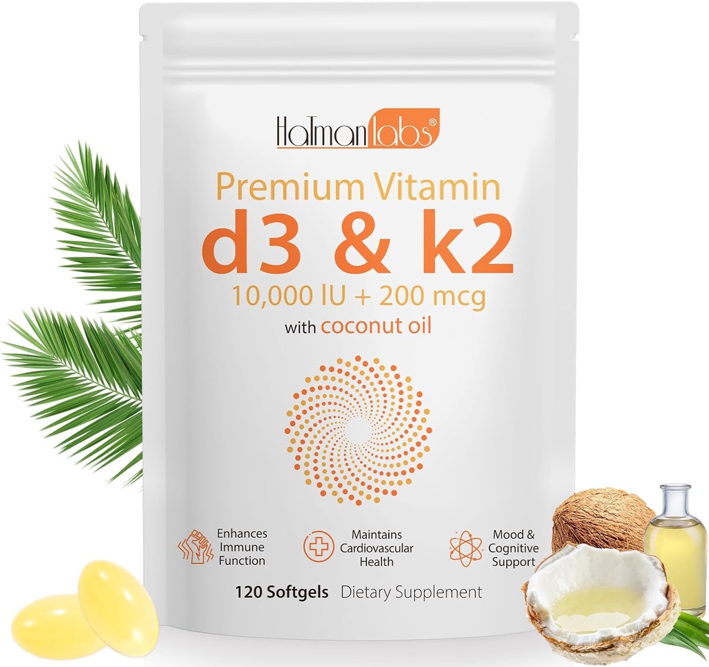 비타민 D3 K2 보충교재 Softgel, 2-in-1 마이크로 성분 비타민 D3 10000 IU + 200 MCG 비타민 K2의 옥수수 기름 Softgels, GMO의 보충교재 Softgel (120Pcs)의 자유로운