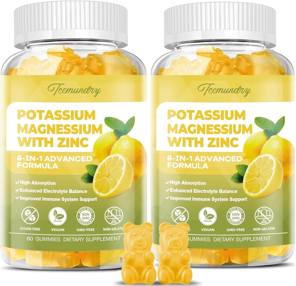 성인을 위한 칼륨 보충교재 Gummies: 칼륨 구연산염 99 mg - 근육을 위한 마그네슘 보충교재, Electrolyte, 에너지