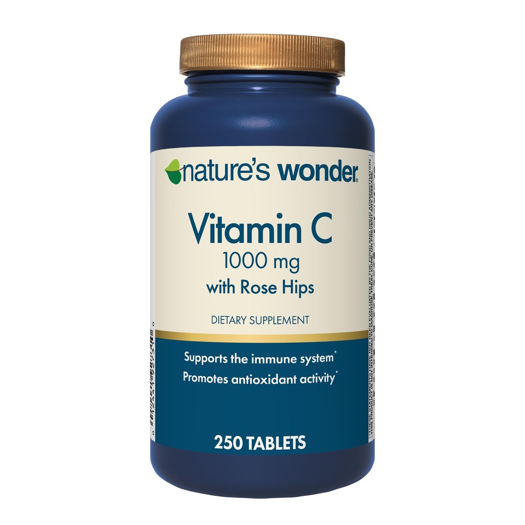 Nature's Wonder Vitamin C 1000 mg with Rose Hips 정제 Immune 건강, 250 서빙, 250 조사