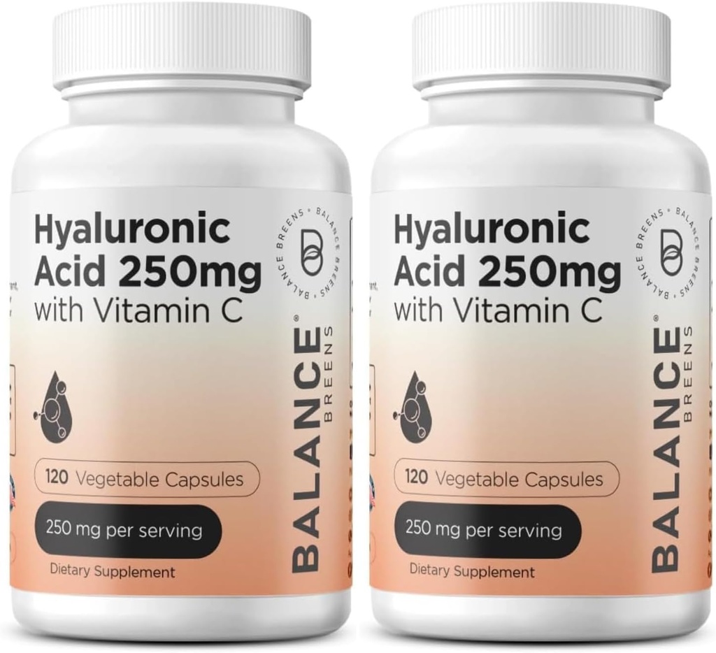 순수한 Hyaluronic 산 보충교재 비타민 C 50mg를 가진 250mg, 120 Vegan 캡슐 - 자연 놀, 머리, 못, 뼈 & 합동 건강 공식을 위한 피부 Hydration