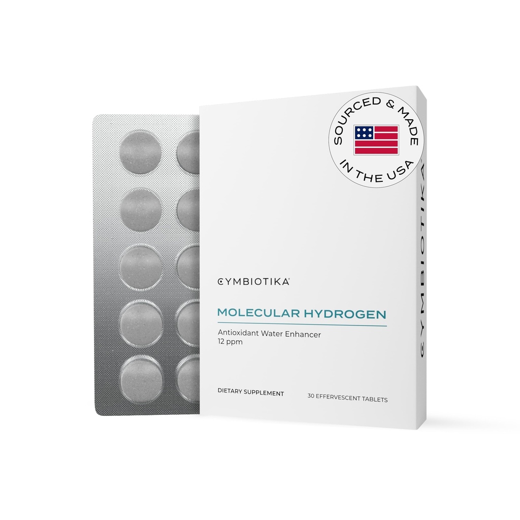 CYMBIOTIKA H2 분자 수소 물 정제 마그네슘, 에너지 부스트, 글루텐 무료, Keto 산화 방지제 음료, 빠른 용해 보충 교재, Fight 염증 및 스트레스 30 정제, 12 ppm