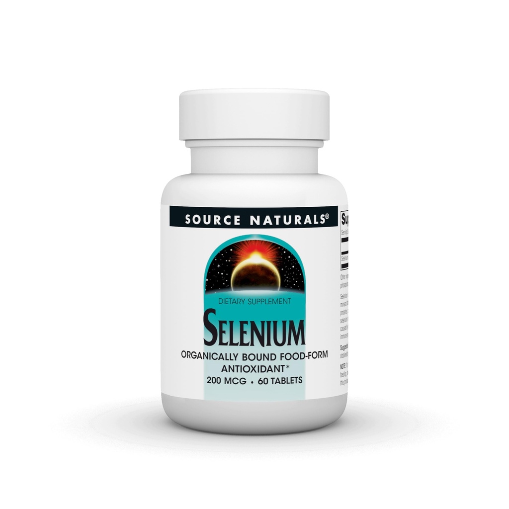 Source Naturals Selenium, 유기농 Bound Food-Form 산화제 *, 200 mcg - 60 정제