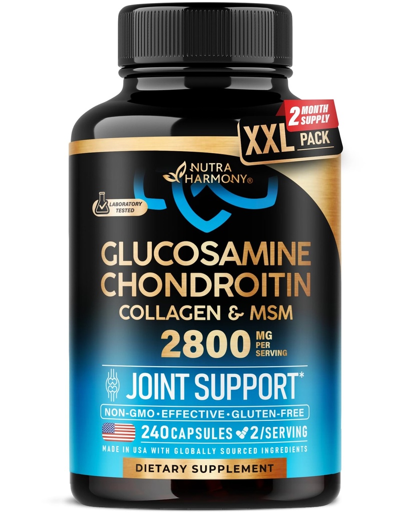 Glucosamine Chondroitin MSM Collagen | 합동 지원 보충교재 2800 mg | 미국에서 만드는 | FSA는 제품 품목 | 융통성 영양 비타민 | 남성 & 여성을 위한 240의 캡슐