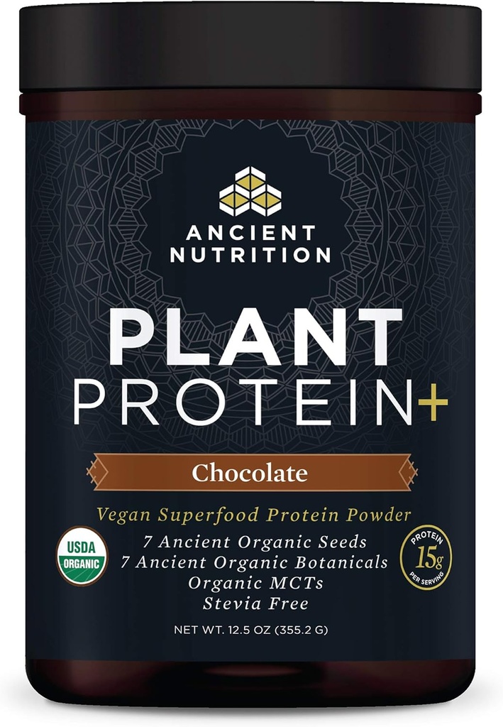 고대 영양 식물에 근거한 단백질 분말, 식물 Protein+, 초콜렛, 유기 Vegan Superfoods 보충교재, 서빙 당 15g 단백질, 글루텐 자유로운, Paleo 친절한 12 봉사