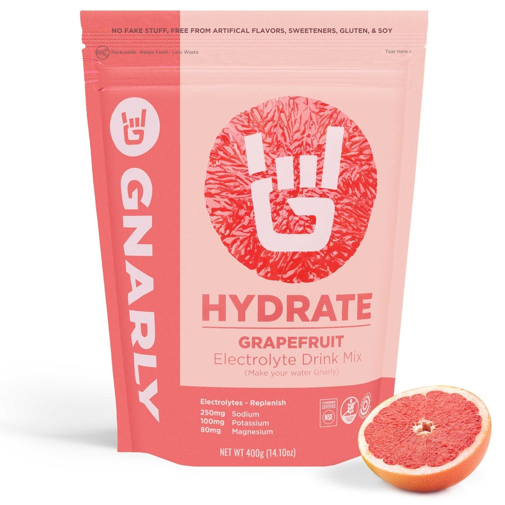 Gnarly Nutrition Hydrate Electrolyte Powder – Ruby Red Grapefruit Exercise Hydration Drink Mix – NSF 컨텐츠 인증 – 전자 솔루션, 성능 및 복구 – Ruby Red Grapefruit, 14.10 oz