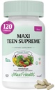 대 비타민 여자 12-17 - 대 Multivitamin D3, 철, 칼슘, Biotin, 아연, 소화 효소 - 건강한 피부를위한 Teenager 소녀 멀티 비타민, 면역 및 계류 지원 - 120 조사