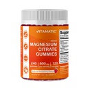 Vitamatic 마그네슘 구연산염 Gummies 봉사 당 600mg - 240 Vegan Gummies - 자연적인 딸기 풍미 - 높은 흡수 마그네슘 보충교재 - 지원 Nerve, 뼈 및 근육 건강