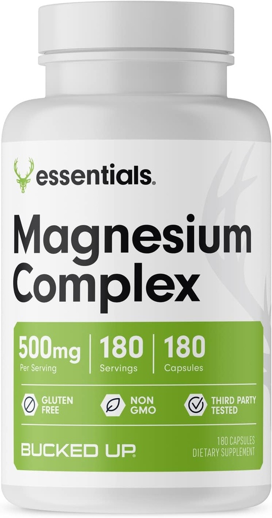 마그네슘 보충 500mg 캡슐 | 글리세린, 시트레이트, 산화물과 마그네슘 복합물 | 마그네슘의 3 가지 활성 형태 | 미국에서 제작 된 | 최대 필수품 (180 인분)